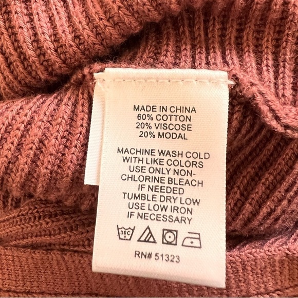 1. State Bubble Balloon Sleeve Ribbed V-Neck Terra Earth Sweater XL - Picture 14 of 16